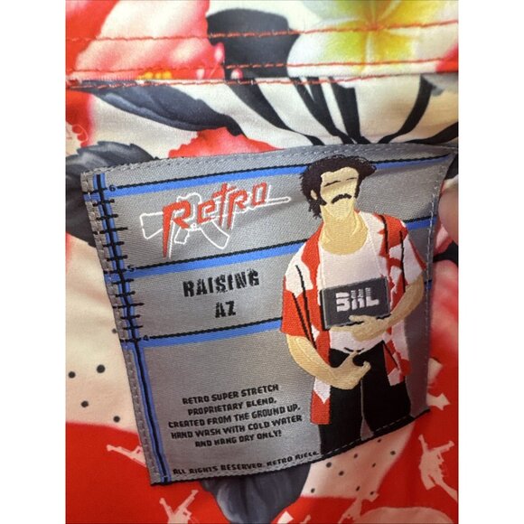 Retro Rifle Raising AZ Hawaiian Shirt Red Floral Stretch Men’s 2XL/3XL Fit - Picture 4 of 7